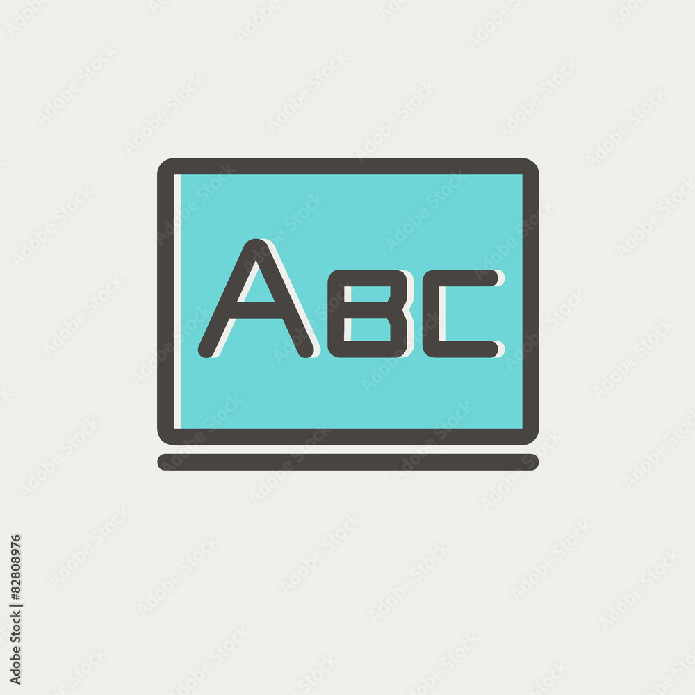 Big letters ABC on the blackboard thin line icon Big letters ABC on the blackboard thin line icon