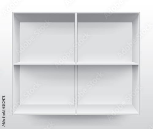 Empty white shelf on wall vector