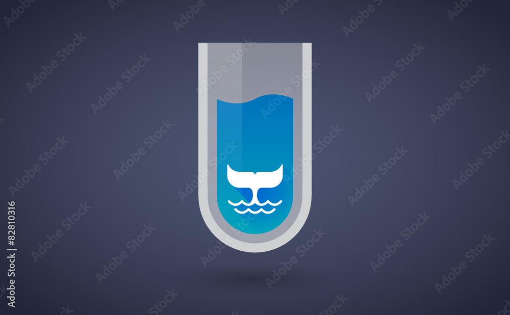 Blue chemical test tube icon with a whale tail Blue chemical test tube icon with a whale tail