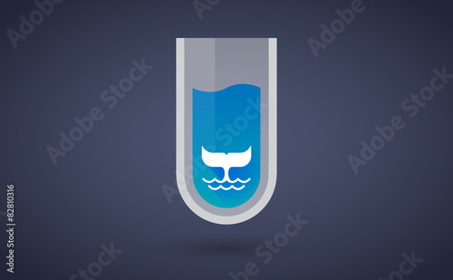 Blue chemical test tube icon with a whale tail