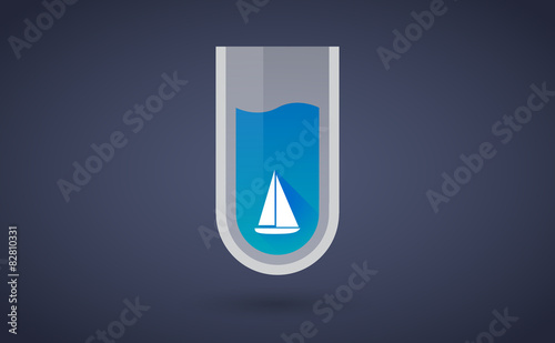 Blue chemical test tube icon with a ship