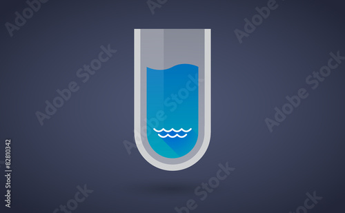 Blue chemical test tube icon with a water sign