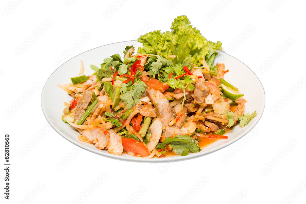spicy salad with seafood delicious food in thailand. spicy salad with seafood delicious food in thailand.