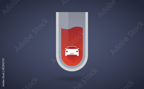Red test tube icon with a car