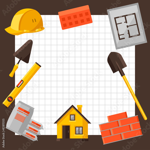 Industrial background design with housing construction objects