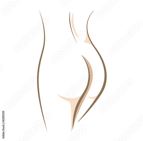 Close up woman back drawn in vector lines