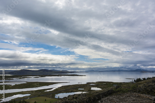 Landscape from lake Thingvallavatn in Iceland. Thingvellir © tanaonte