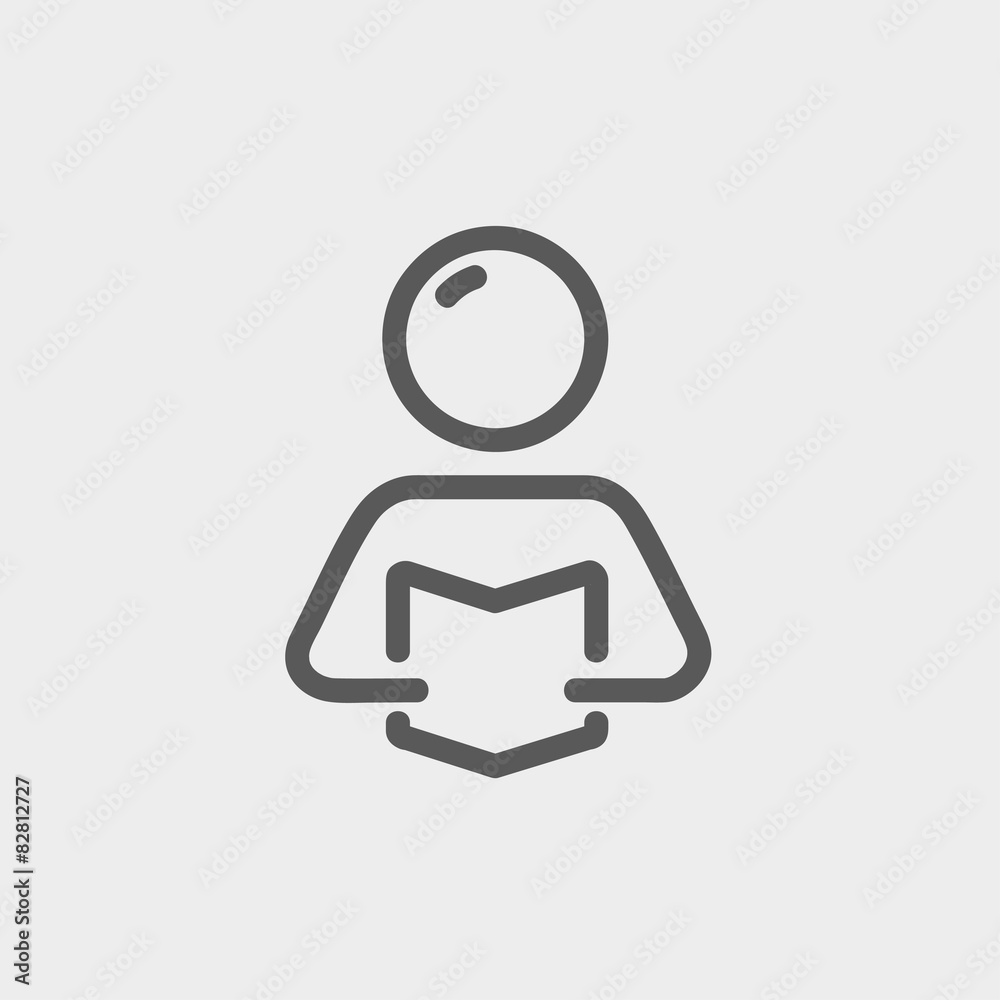 Man reading book thin line icon Man reading book thin line icon