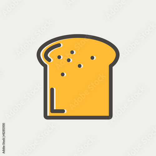 Single slice of bread thin line icon