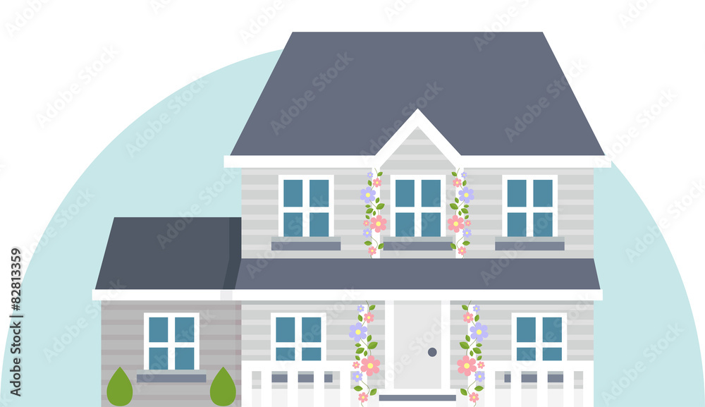 Grey vector two story house Grey vector two story house