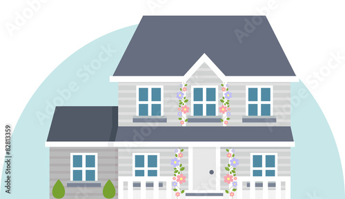 Grey vector two story house