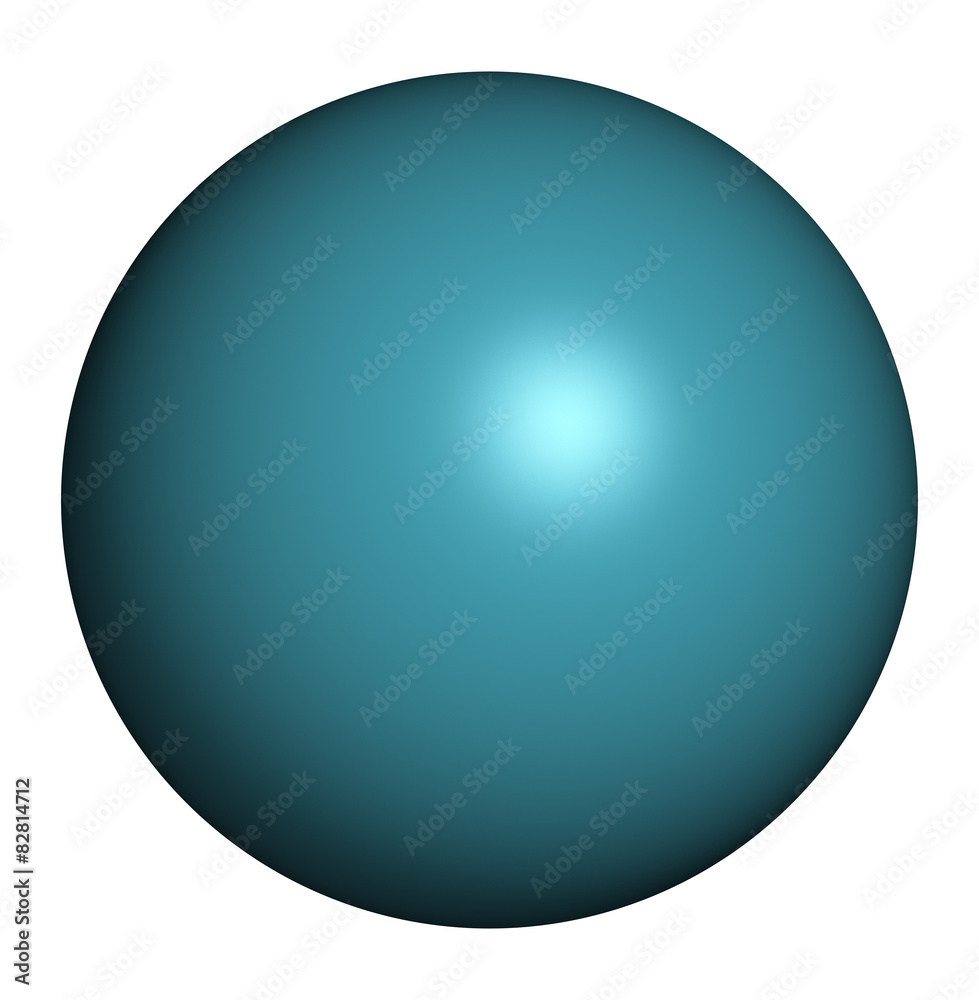 Xenon (Xe) atom. Occurs as unreactive noble gas. 