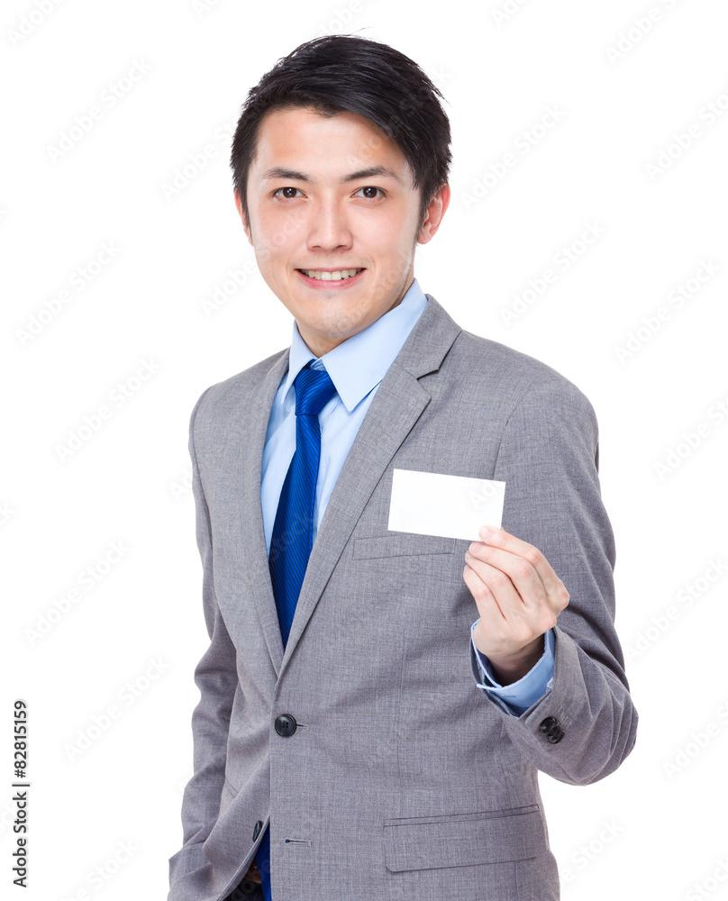 Asian businessman show with name card Asian businessman show with name card