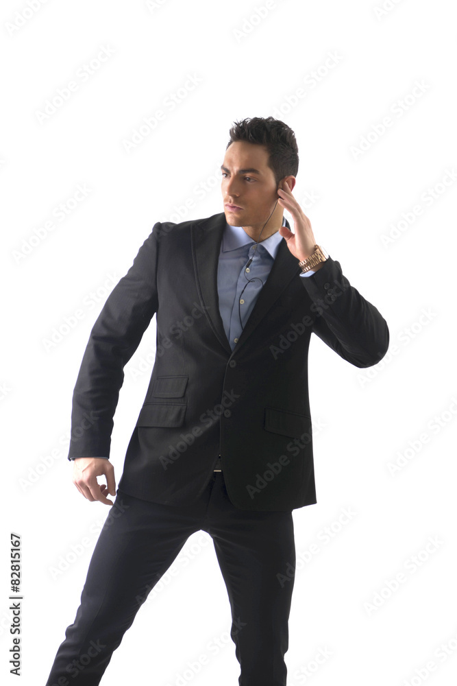 Elegant man ressed as bodyguard or security agent Elegant man ressed as bodyguard or security agent