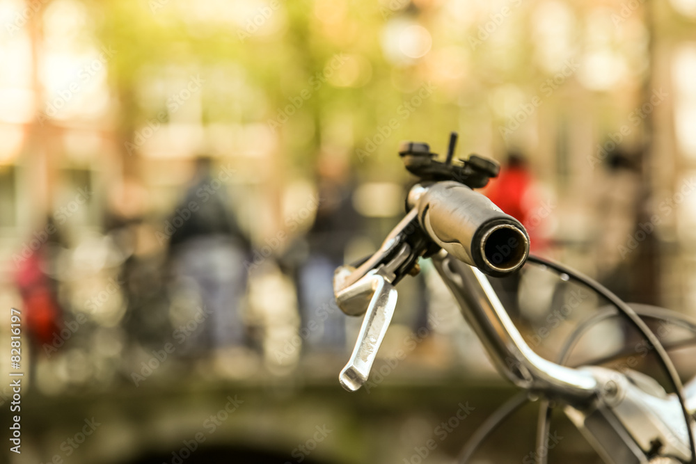 Close-up of bicycle in Amsterdam Close-up of bicycle in Amsterdam