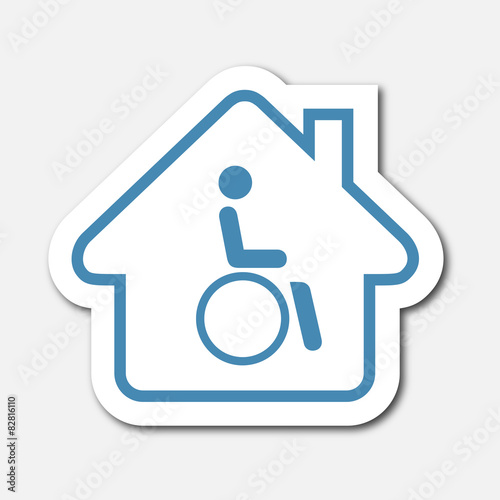Logo maison et personne handicapée.