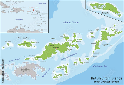 Fototapeta Naklejka Na Ścianę i Meble -  British Virgin Islands map