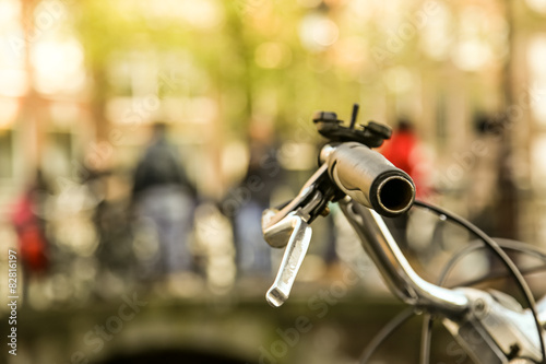 Close-up of bicycle in Amsterdam