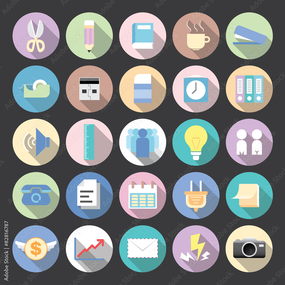 Flat icons modern vector collection with long shadow effect. Flat icons modern vector collection with long shadow effect.