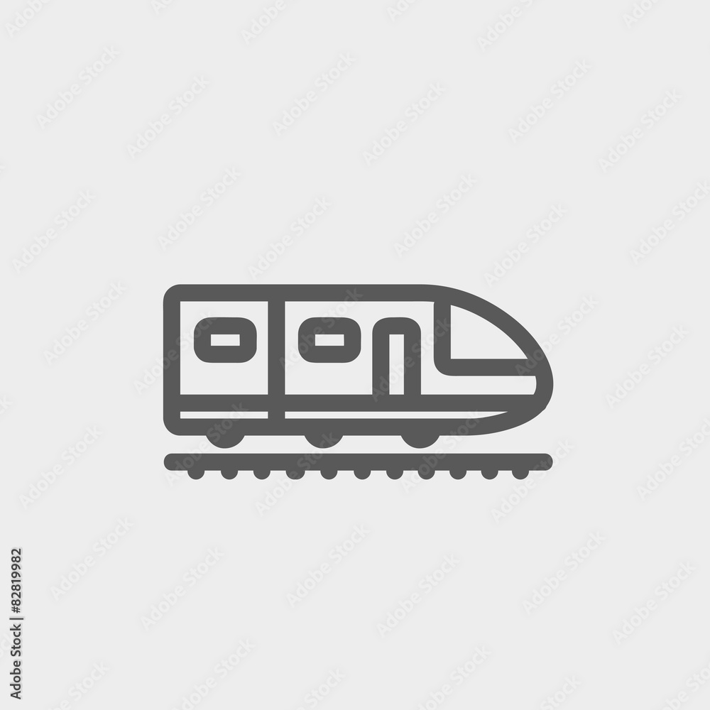 Modern high speed train thin line icon Modern high speed train thin line icon