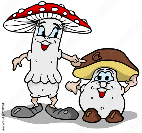 Mushrooms - Cartoon Illustration, Vector