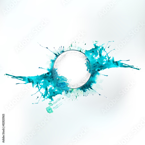 Pure steam water watercolor and pencil drawing circle label