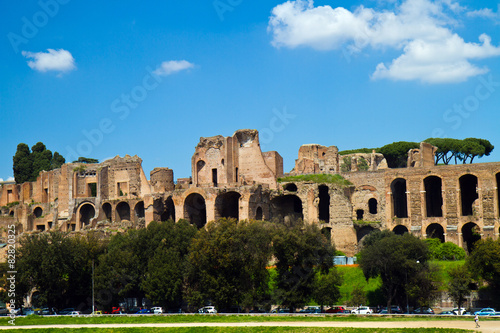 Baths of Caracalla seen from the Circus Maximus in Rome