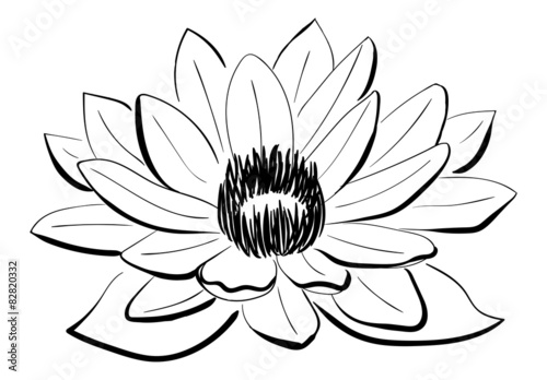 Vector Black and White Lotus flower