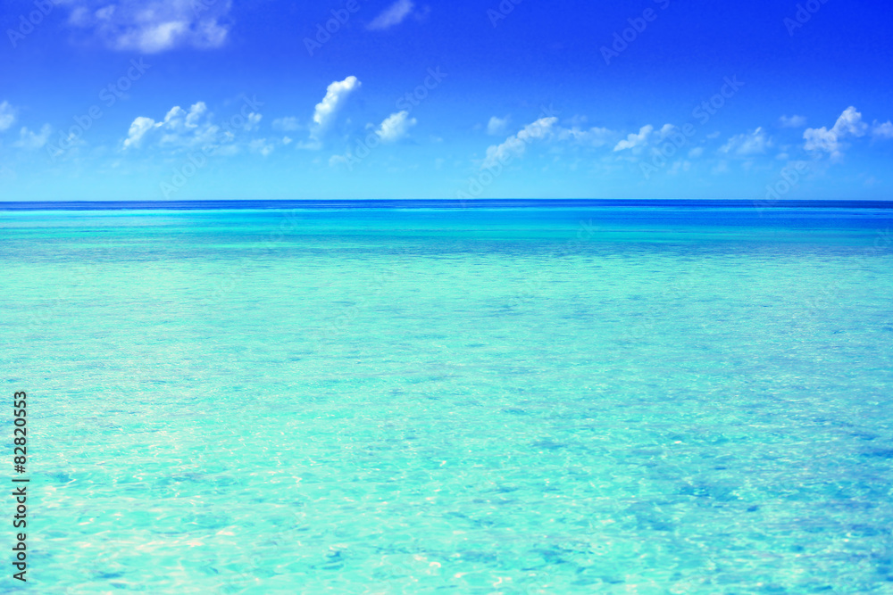 View of beautiful blue ocean water in resort View of beautiful blue ocean water in resort
