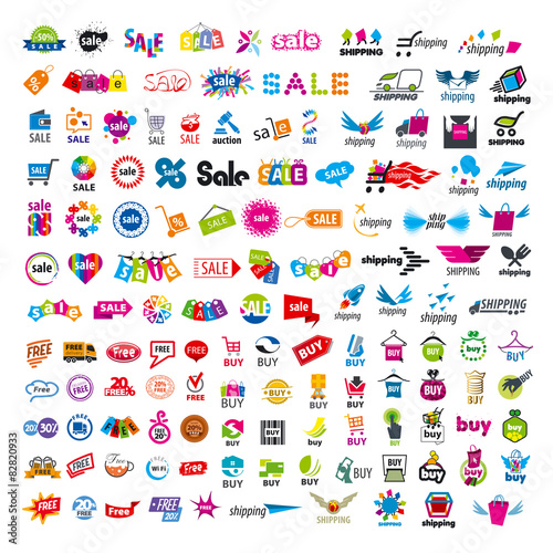 large set of vector logos shopping