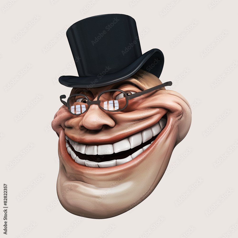Trollface spectacled, in hat. Internet troll 3d illustration ilustração do  Stock | Adobe Stock
