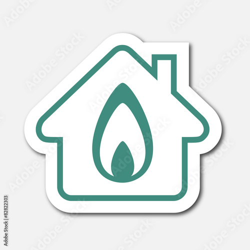 Logo maison et flamme gaz.