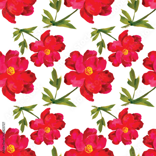Floral colorful spring watercolor flowers seamless pattern