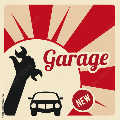 garage illustration over color backround