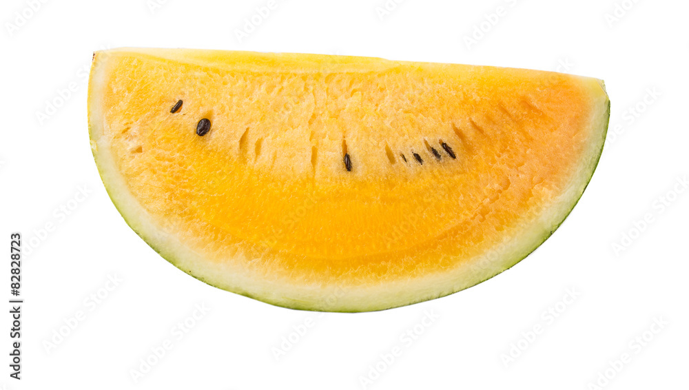 Yellow watermelon fruit over white background Yellow watermelon fruit over white background