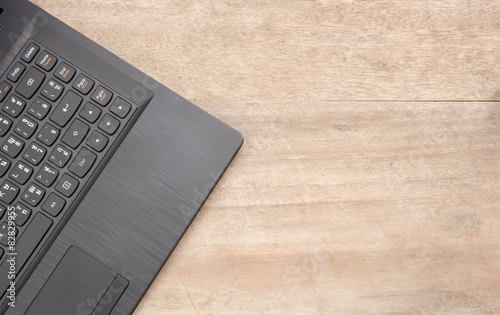 black notebook on wooden .