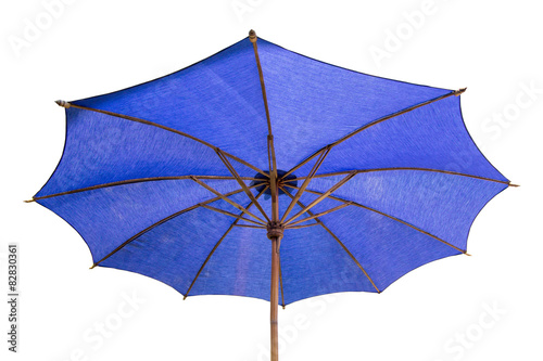 blue umbrella isolated on white with clipping path