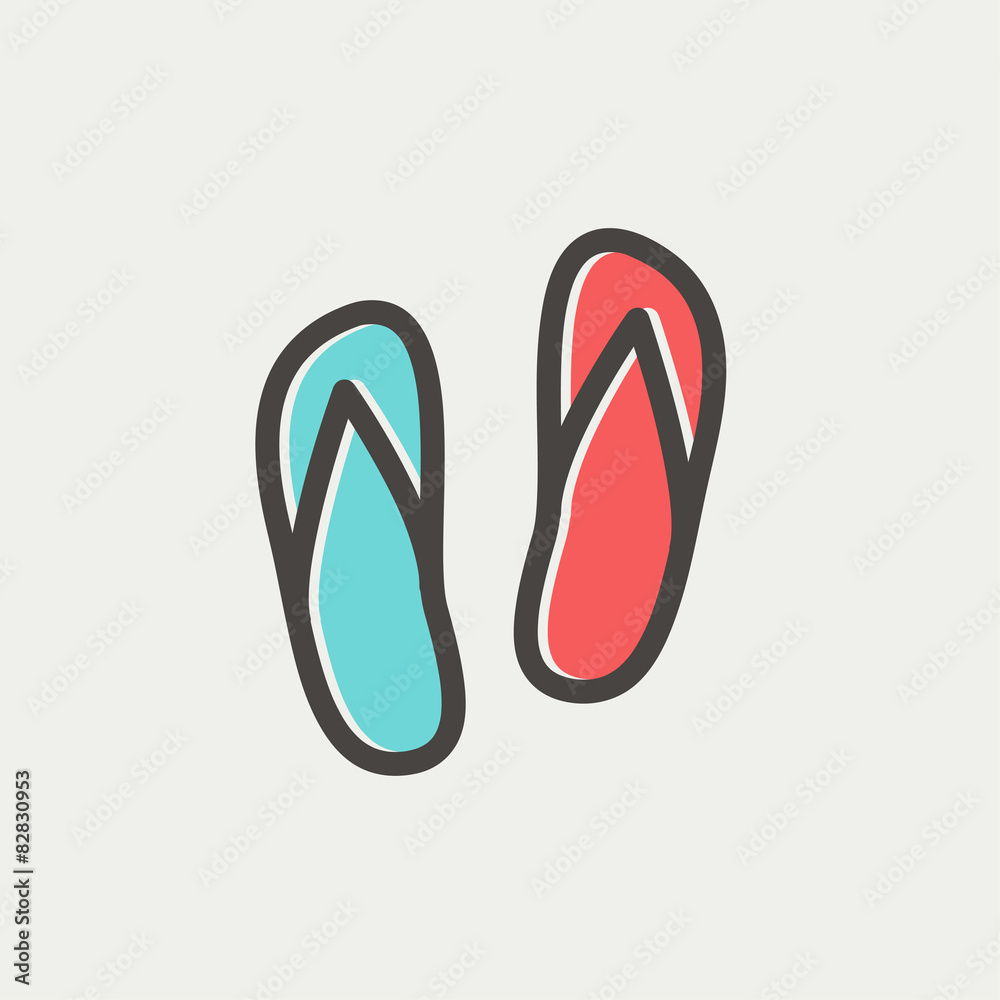 Beach slippers thin line icon Beach slippers thin line icon