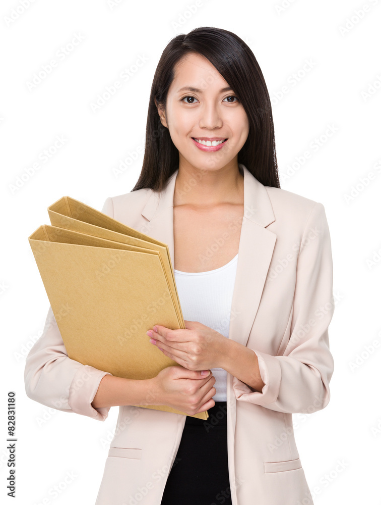 Businesswoman hold with folder Businesswoman hold with folder