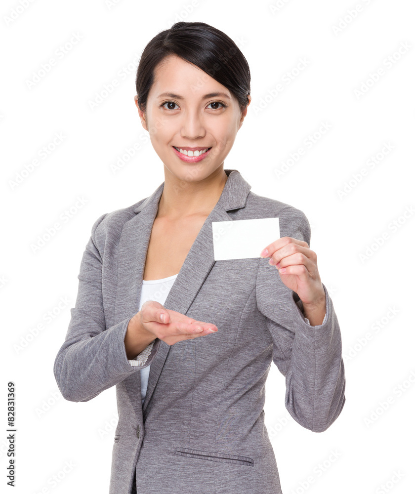 Asian businesswoman show with name card