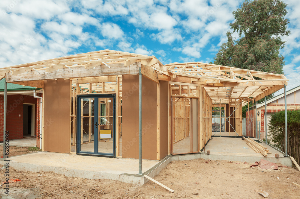 New home construction framing. New home construction framing.