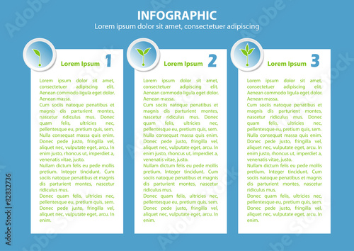 Info grapfic with 3 growing  sprouts photo