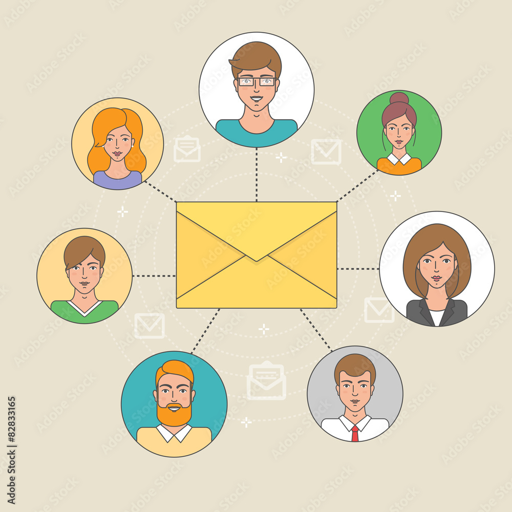 Email marketing, social network, digital marketing vector illust Email marketing, social network, digital marketing vector illust