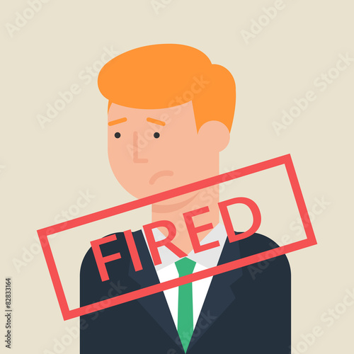 Illustration of fired employee, flat style