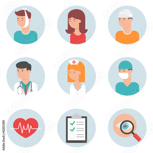 Set of medical icons, flat style