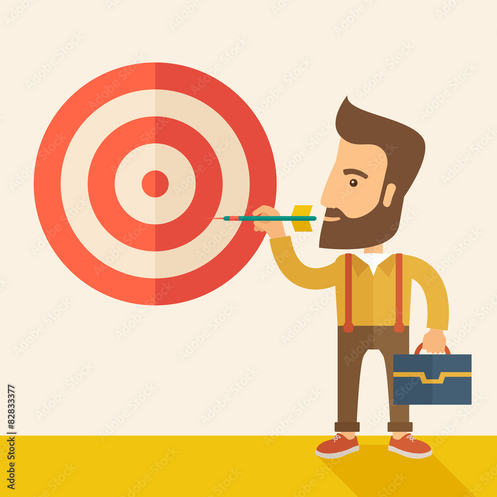 Working man holding a target arrow Working man holding a target arrow