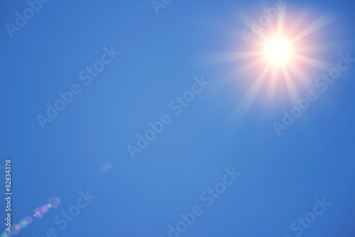 blue sky with sunbeam background.