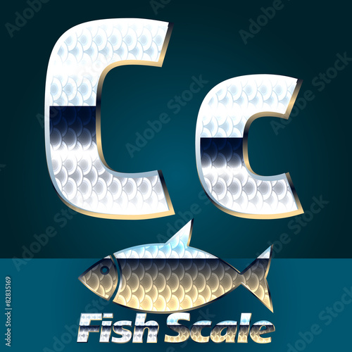 Photography Vector set of fish scale font. Letter C