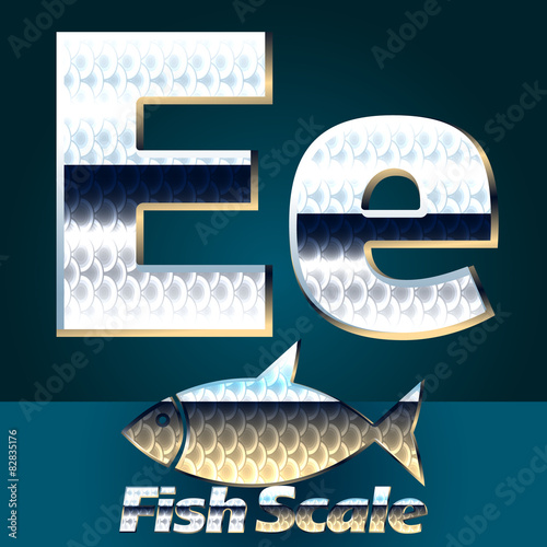 Photography Vector set of fish scale font. Letter E
