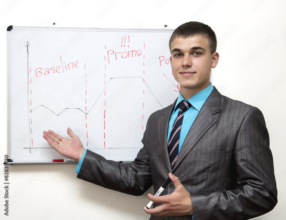 Young businessman makes presentation